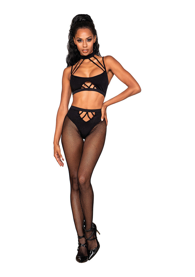 Toppur & sokkabuxur - Strappy Bralette/Pantyhose Set - One Size