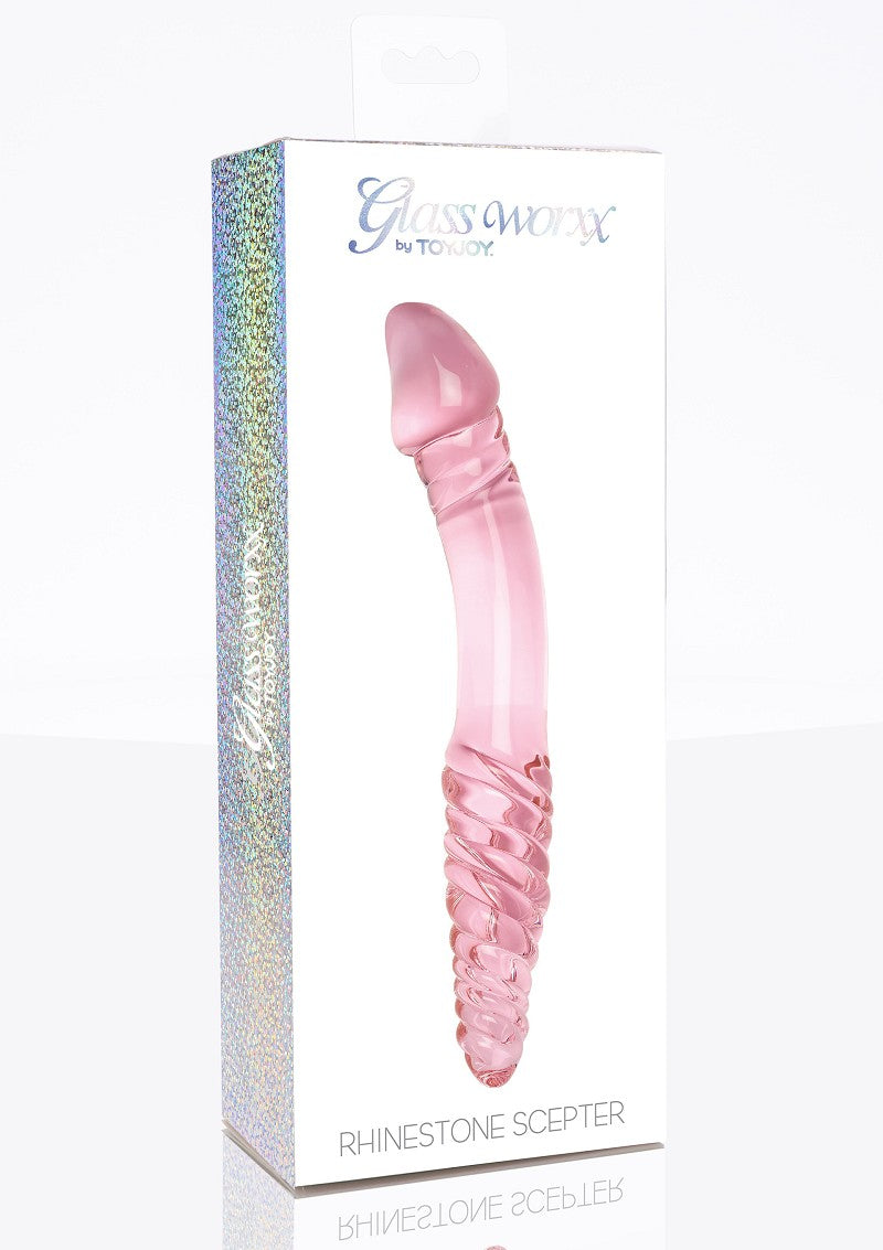 Rhinestone glass dildo