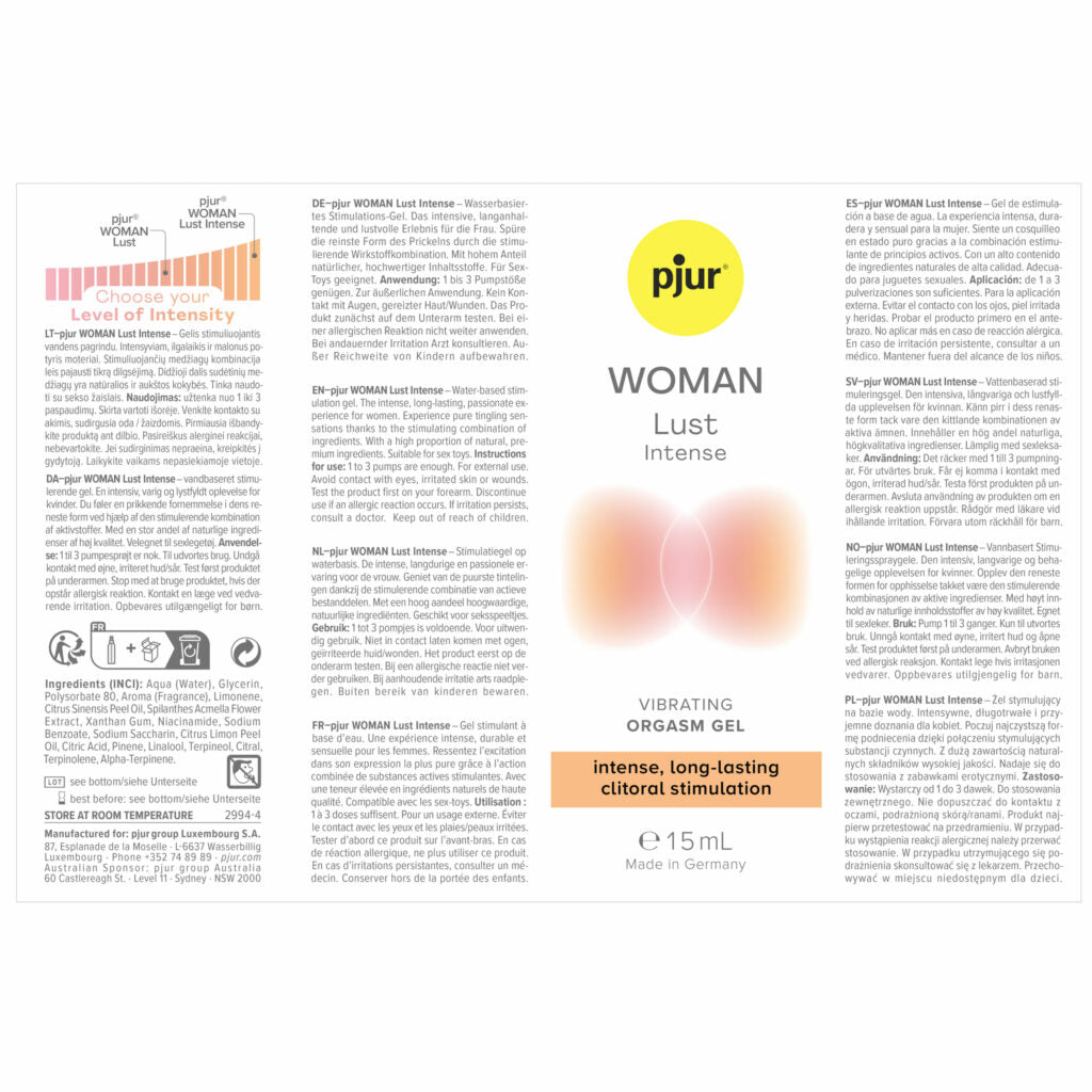 Örvandi gel - pjur - WOMAN Lust Intense- Vibrating Orgasm Gel - 15 ml